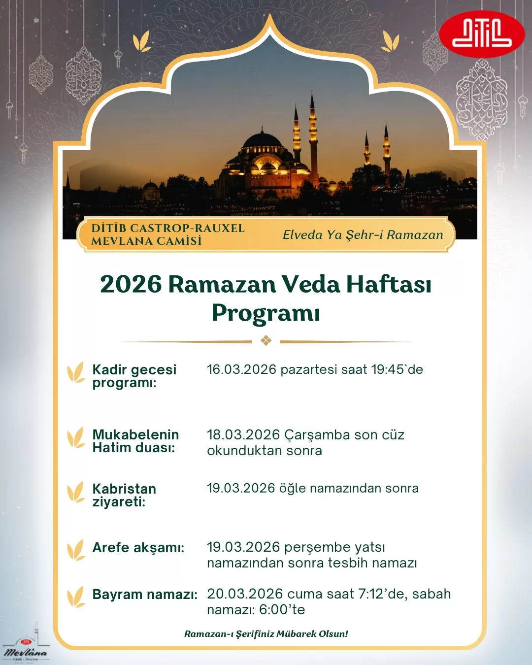 2026 RAMAZAN VEDA HAFTASI PROGRAMI